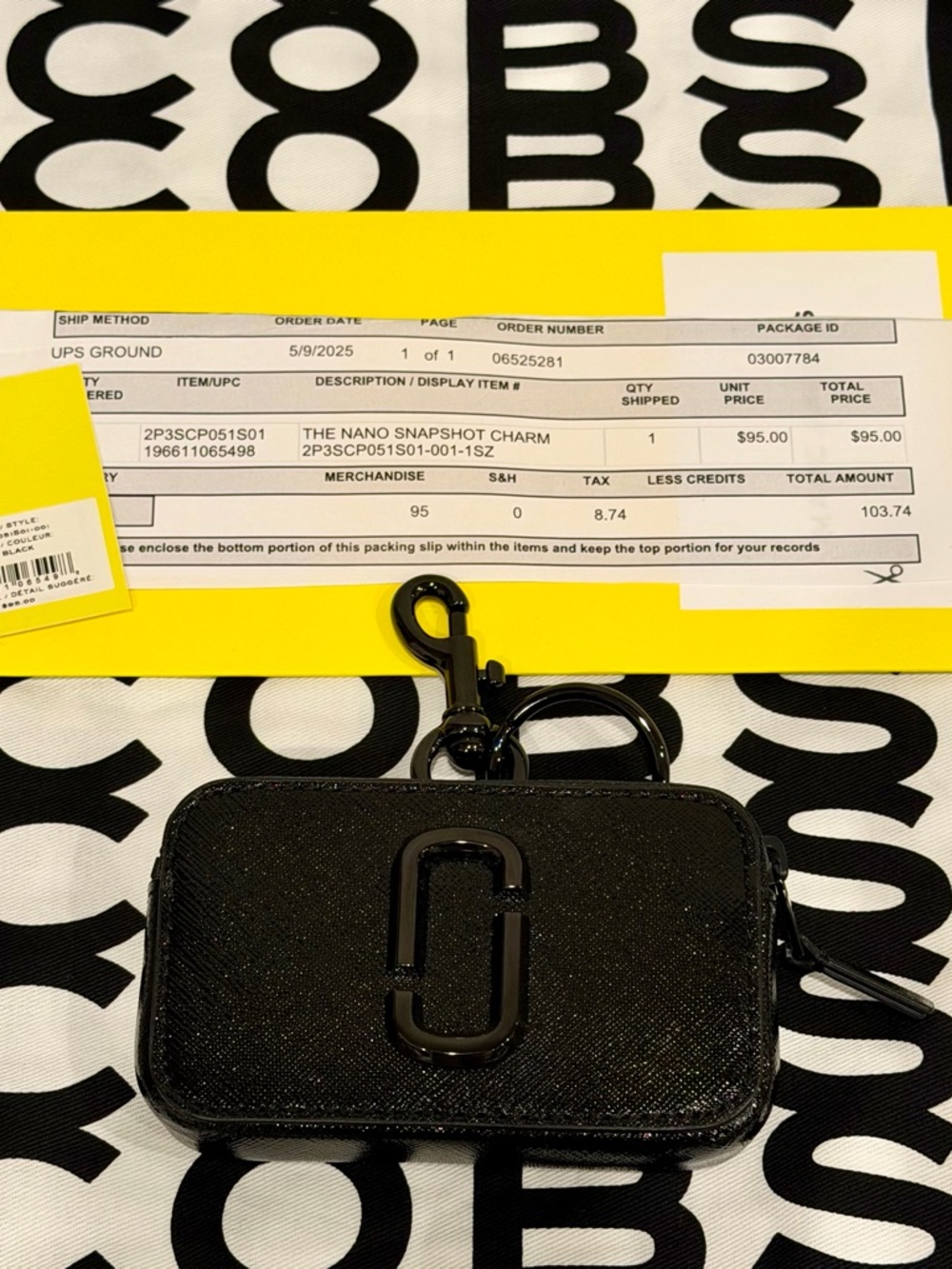 Marc Jacobs Black The Nano Snapshot Charm Key Pouch